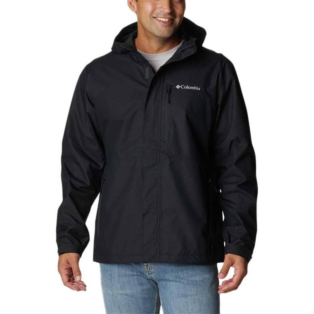 Columbia Men's Hikebound Rain Jacket Black Hooded Waterproof Coat Medium